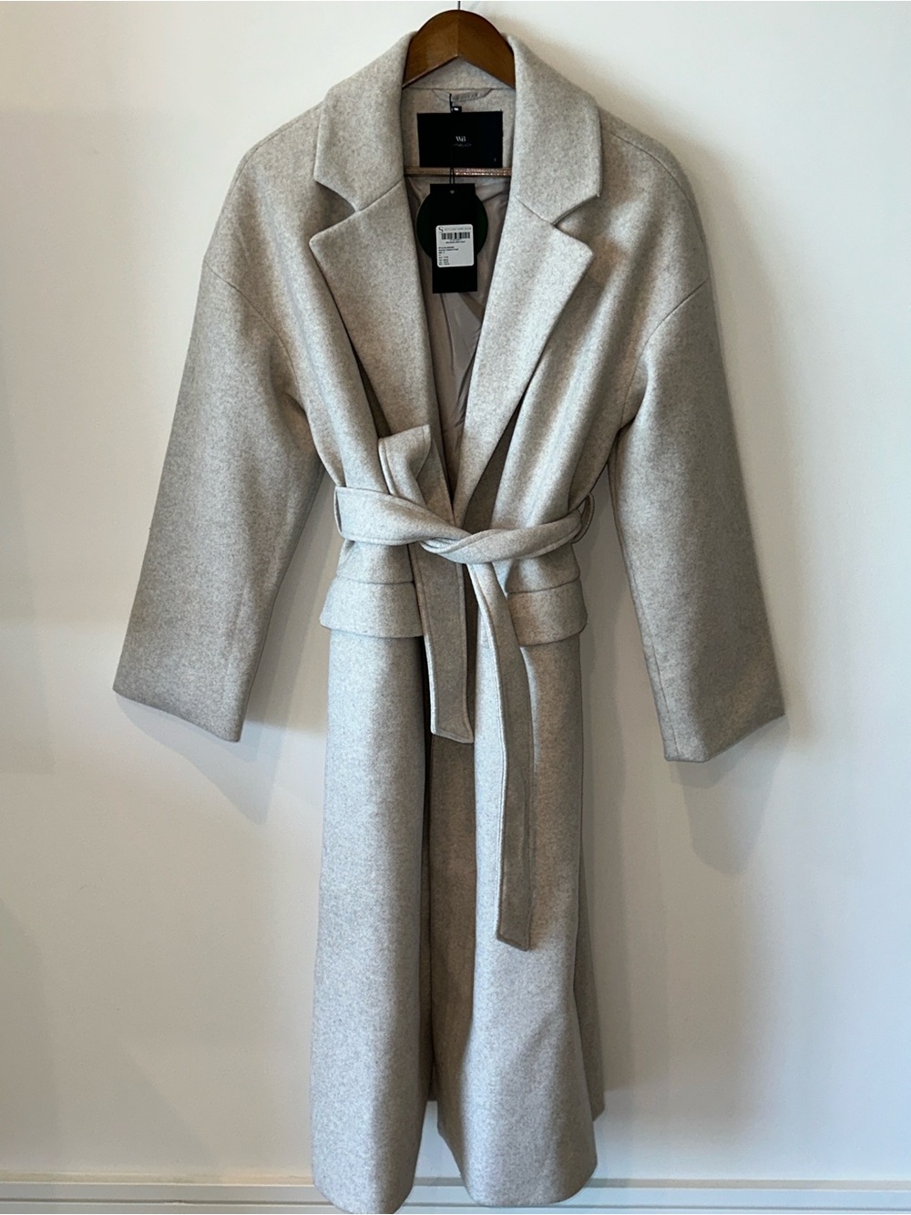 With Black Long Belted Robe Coat - Light Gray